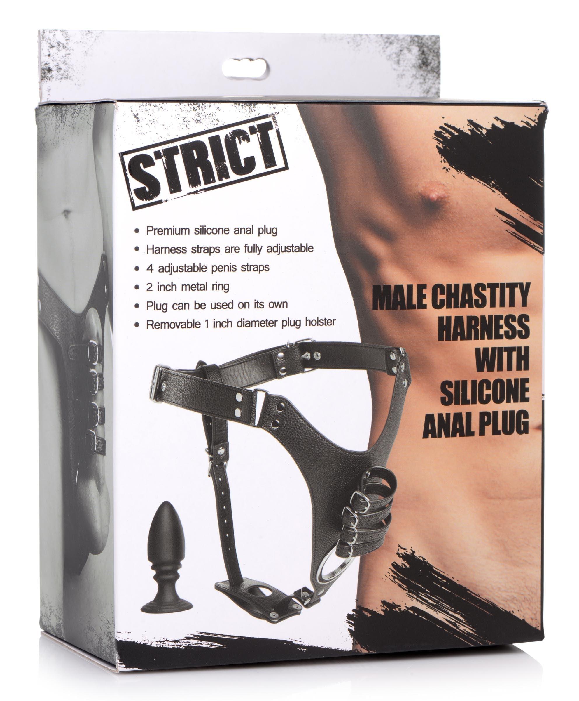 Male Chastity Harness with Silicone Anal Plug | My Kinky